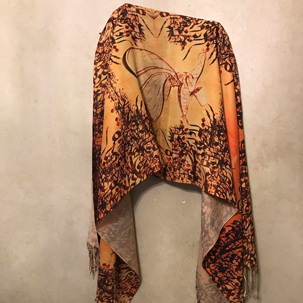 Bohemian Orange and Brown Shawl
